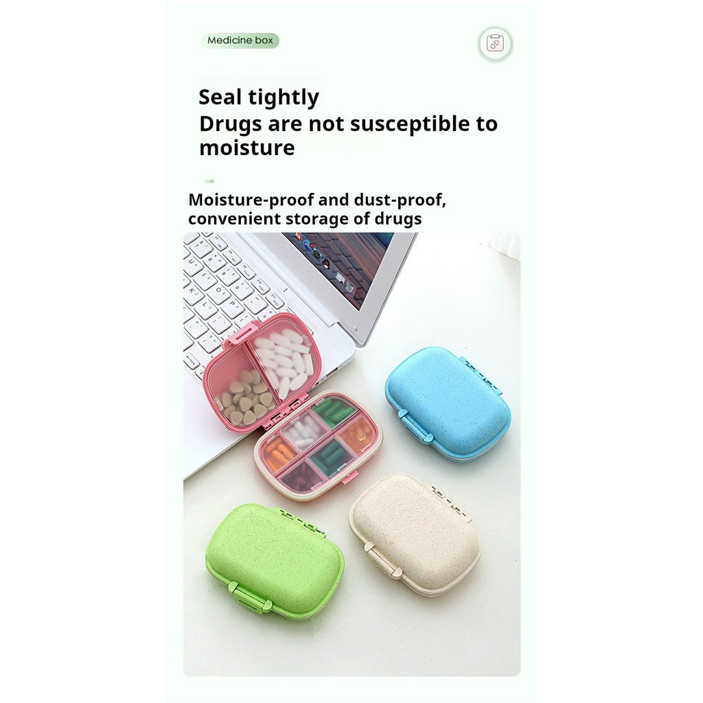 READY STOCK!!! 8-Slot for Travel Pill Box with Seal Ring Small Box for Tablets Wheat Straw Container for Medicines 塑料药盒