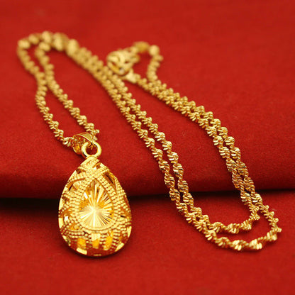 (READYSTOCK) Rantai Leher + Loket Emas Gold Necklace Pendant for Women | Jewelry Aksesori Perhiasan Emas Fashion NL0038