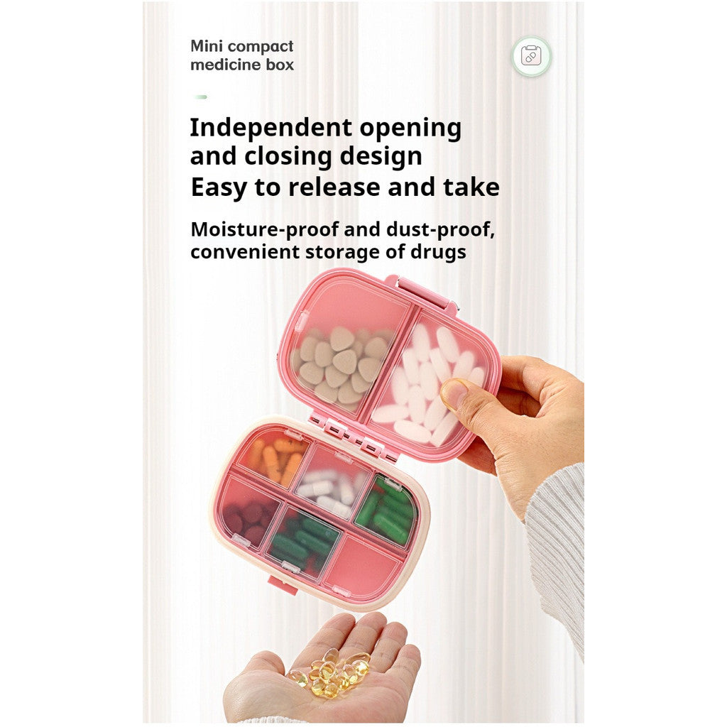 READY STOCK!!! 8-Slot for Travel Pill Box with Seal Ring Small Box for Tablets Wheat Straw Container for Medicines 塑料药盒