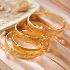 (READYSTOCK) Gelang Emas Gold Plated Bangle Wanita | Openable Caved Gold Bangles | Perhiasan Aksesori Fashion HR0042