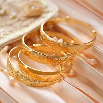 (READYSTOCK) Gelang Emas Gold Plated Bangle Wanita | Openable Caved Gold Bangles | Perhiasan Aksesori Fashion HR0042