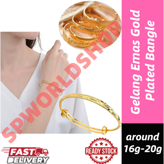 (READYSTOCK) Gelang Emas Gold Plated Bangle Wanita | Openable Caved Gold Bangles | Perhiasan Aksesori Fashion HR0042