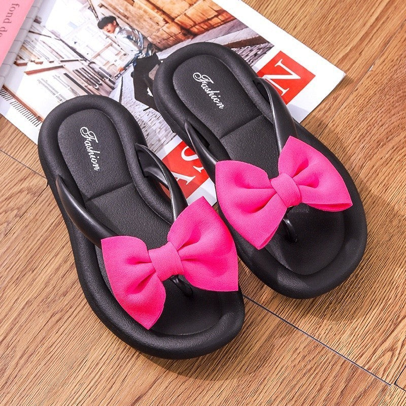 [READY STOCK ] Women's Ribbon Bow Tie design Beach Wear Flat Flip-Flop Casual 2024 Kasut Riben Selipar Perempuana 2024