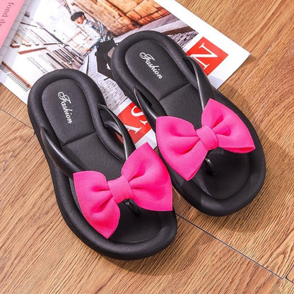 [READY STOCK ] Women's Ribbon Bow Tie design Beach Wear Flat Flip-Flop Casual 2024 Kasut Riben Selipar Perempuana 2024