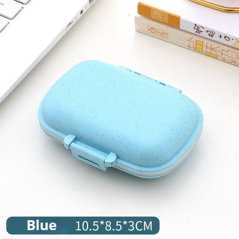 READY STOCK!!! 8-Slot for Travel Pill Box with Seal Ring Small Box for Tablets Wheat Straw Container for Medicines 塑料药盒