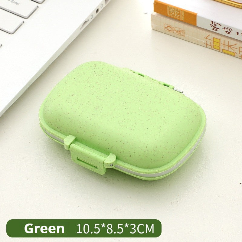 READY STOCK!!! 8-Slot for Travel Pill Box with Seal Ring Small Box for Tablets Wheat Straw Container for Medicines 塑料药盒