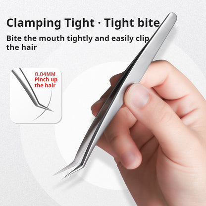 READY STOCK!!! 10cm Stainless Steel Tweezers Precision Beauty Special Tweezers Elbow for Repair Eyelash Grafting 不锈钢镊子