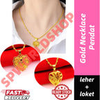 (READYSTOCK) Rantai Leher + Loket Emas Gold Necklace Pendant for Women | Jewelry Aksesori Perhiasan Emas Fashion NL0038