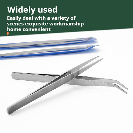 READY STOCK!!! 10cm Stainless Steel Tweezers Precision Beauty Special Tweezers Elbow for Repair Eyelash Grafting 不锈钢镊子