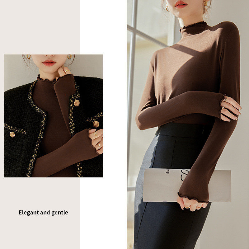 Women’s Mock Neck Inner Wear | Soft Modal Long Sleeve Top | Muslimah Inner Baju Perempuan E516 | Skin-Friendly Layering 莫代尔高领打底衫 丝滑透气 叠穿必备