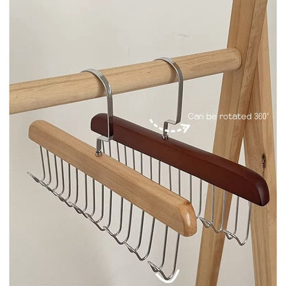 Multipurpose 1pc 8-Hook Wooden Hanging Rack For Bras, Scarves, Ties Storage, Dormitory Clothes Drying Rack-A972