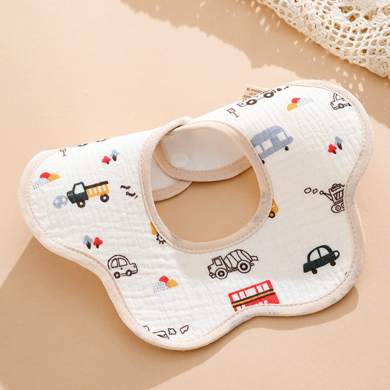 PURE COMFORT | 360° 旋转云感：绉布针织防水护颈围嘴 Baby Crepe & Knitted Bib · 360° Seamless Protection