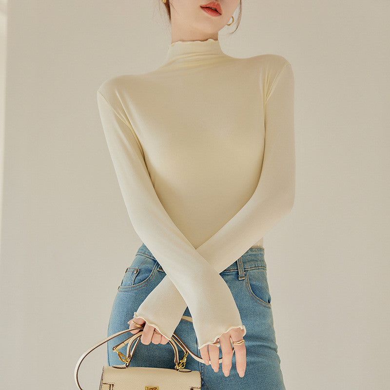 Women’s Mock Neck Inner Wear | Soft Modal Long Sleeve Top | Muslimah Inner Baju Perempuan E516 | Skin-Friendly Layering 莫代尔高领打底衫 丝滑透气 叠穿必备