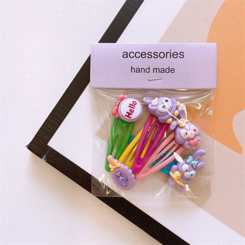 5Pcs/Set Cartoon Hairpins For Baby Girls Cute Flower Hair Clips Animal Mini Hairclips Kids-CSW1015