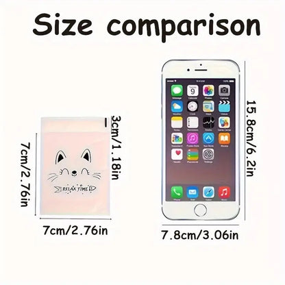 Cute Cartoon Transparent Self-adhesive Bread Bag Oil-proof Large Capacity Portable Bread Treat Bags-15180PP