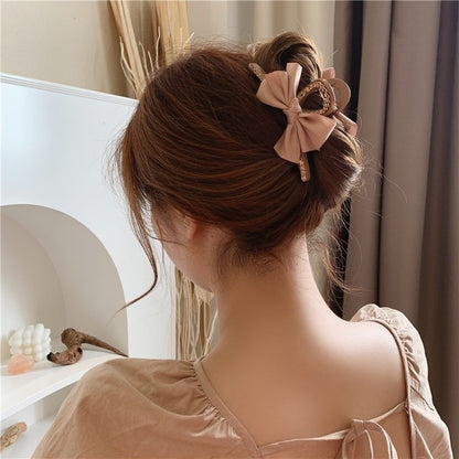 Elegant Rhinestone Fairy Bow Hair Clips Hair Claws Temperament Shark Clip Clamp Hairpin CSW1020