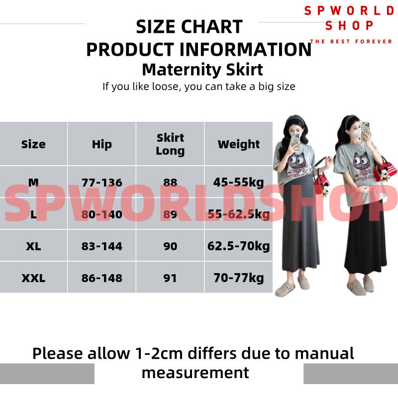 【READY STOCK】Maternity Skirt | Summer Thin Belly Support Midi Skirt | Stylish Slim Fit Pregnancy Skirt Y325 孕妇半身裙