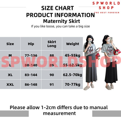 【READY STOCK】Maternity Skirt | Summer Thin Belly Support Midi Skirt | Stylish Slim Fit Pregnancy Skirt Y325 孕妇半身裙