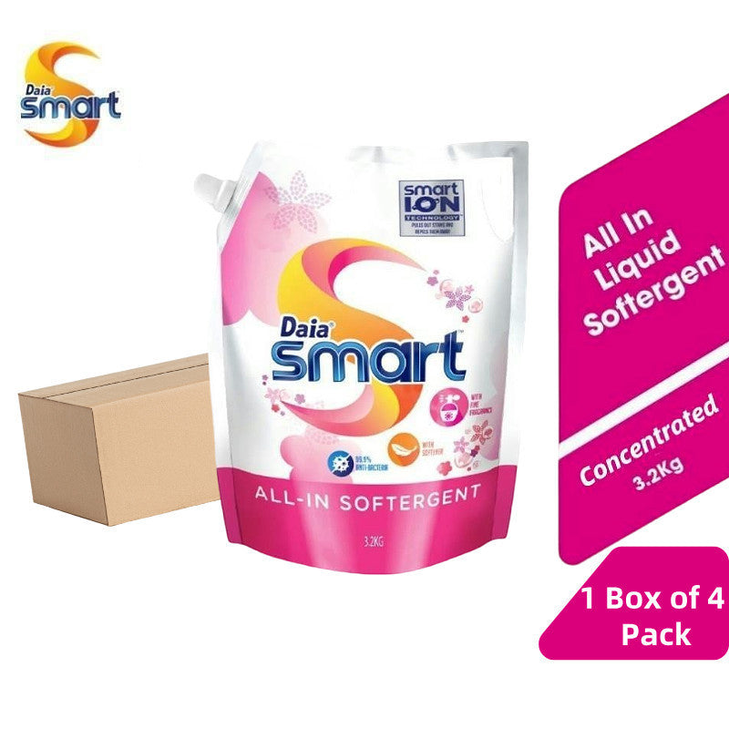 [VALUE PACK] Daia Smart Liquid Detergent 3.2kg | 1 Box of 4 Packs | Long Lasting Fragrance & Softness | Sabun Basuh Baju Cecair Daia 浪奇洗衣液 超值家庭装 柔顺持久留香