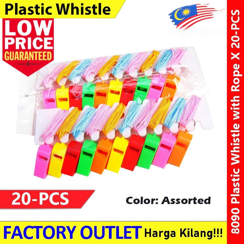 【20-PCS】 Plastic Whistle PVC with Rope Wisel Pengadil #Wisel #Whistle #口哨 #哨子 #8090