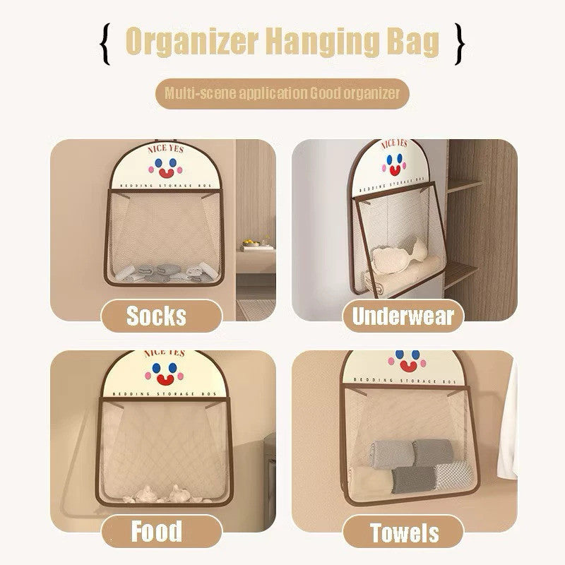 【READY STOCK】Hanging Mesh Storage Bag | Single-Layer Closet Organizer | Dustproof Underwear Bra Socks Storage 悬挂式收纳网兜 C1