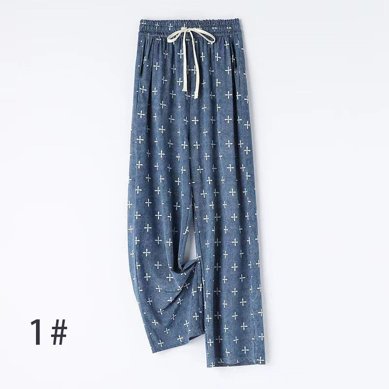 【FreeSize】Versatile Thin High-Waist Ice Silk Denim Straight-Leg Cool Pants Wide-Leg Loose Casual Pants J001