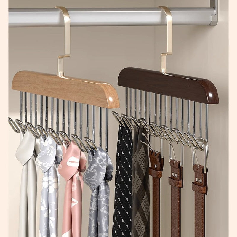 Multipurpose 1pc 8-Hook Wooden Hanging Rack For Bras, Scarves, Ties Storage, Dormitory Clothes Drying Rack-A972