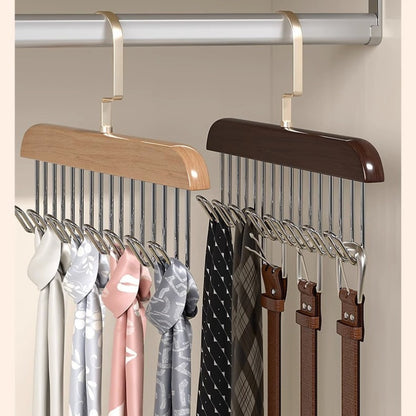 Multipurpose 1pc 8-Hook Wooden Hanging Rack For Bras, Scarves, Ties Storage, Dormitory Clothes Drying Rack-A972