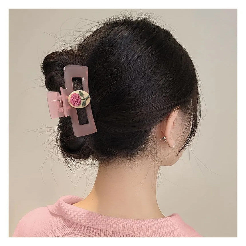 Pink Flower Hair Clip Bowknot Hairpin Ponytail Holder Cute Hairpin Hair Accessories-CSW58