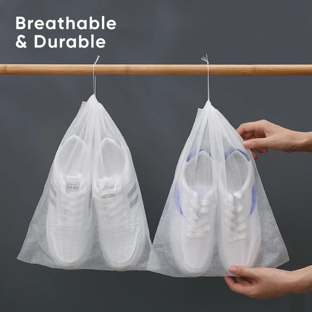 (READYSTOCK) Non Woven Shoe Bags Waterproof Drawstring Storage Bags Travel Storage Bags Dustproof Shoe Bag 无纺布防水鞋袋