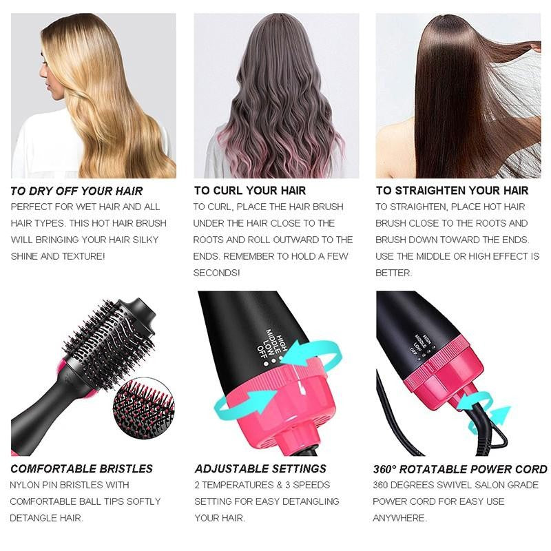 【READY STOCK】Hot Air Brush 4-in-1 Hair Dryer Volumizer Styler | Straightening Curling Blow Dryer Comb 热风梳 MO82