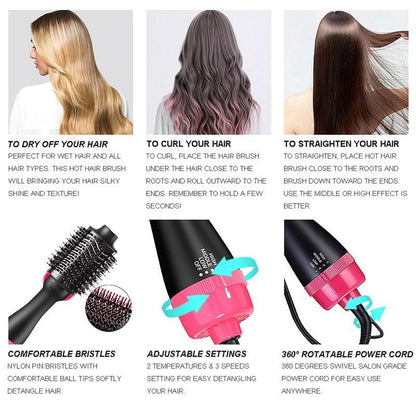【READY STOCK】Hot Air Brush 4-in-1 Hair Dryer Volumizer Styler | Straightening Curling Blow Dryer Comb 热风梳 MO82