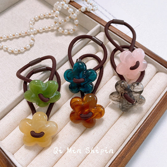 Hair Rope Flower Rubber Bands Women Hair Bands Sweet Hair Ties Flower Scrunchies-FqF5 花朵橡皮筋发绳