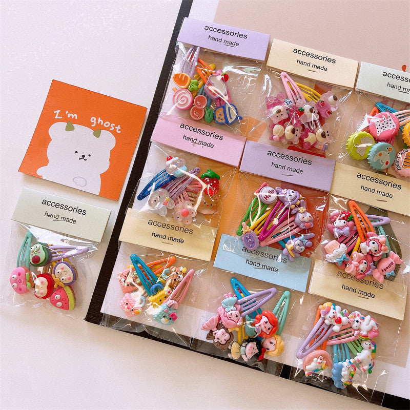 5Pcs/Set Cartoon Hairpins For Baby Girls Cute Flower Hair Clips Animal Mini Hairclips Kids-CSW1015