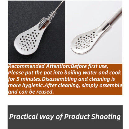 304 Stainless Steel Straws Spoon Drinking Straw Filtering Straw and Brush 不锈钢吸管 过滤吸管