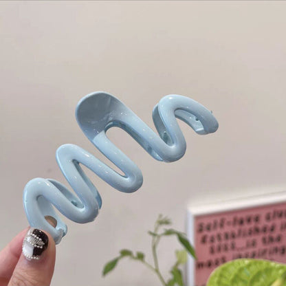 READY STOCK!!! INS Cream Dopamine Wavy Line Hair Clip | Women's Back of Head Shark Clip |  ZJ006 INS风多巴胺波浪线发夹