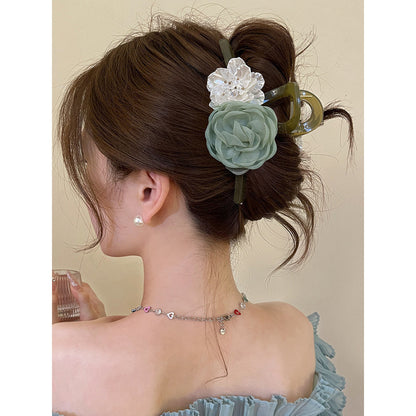 Sweet Jelly-Colored Floral Hair Claw | Stylish & Versatile Shark Clip for Women | Perfect for  Updos - ZJ082 时尚百搭女士鲨鱼夹