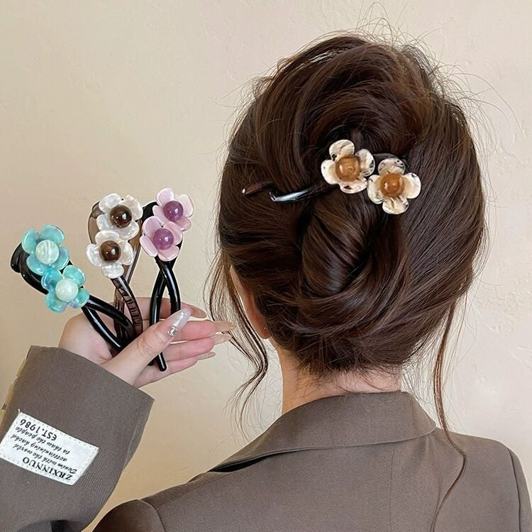 Vintage Flower Twist Clamp Handmade Flower Hair Barrettes Fashion Strong Hold Hairpin For Ponytail-NN01