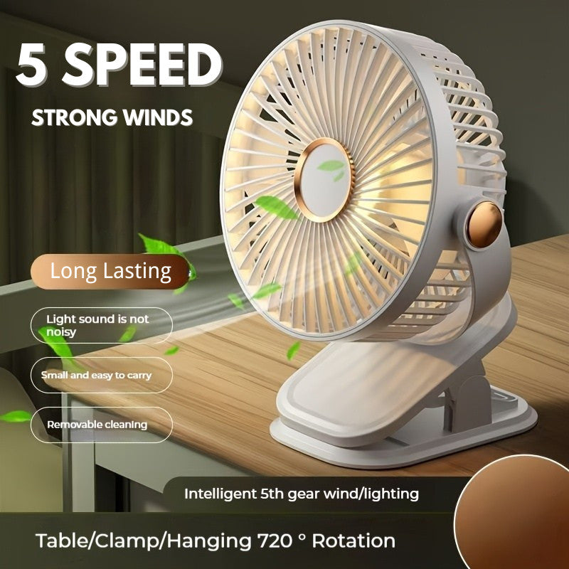 6-INCH CLIP FAN | 6寸夹式+桌面风扇：USB 充电、三档调速 | 办公室/婴儿车/宿舍专用 Portable USB Rechargeable Fan | 2-in-1 Clip & Desk Fan for Home/Office