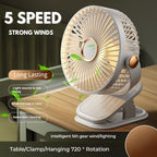 6-INCH CLIP FAN | 6寸夹式+桌面风扇：USB 充电、三档调速 | 办公室/婴儿车/宿舍专用 Portable USB Rechargeable Fan | 2-in-1 Clip & Desk Fan for Home/Office