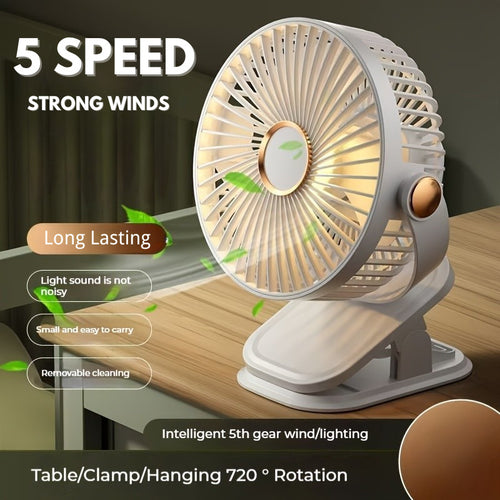 6-INCH CLIP FAN | 6寸夹式+桌面风扇：USB 充电、三档调速 | 办公室/婴儿车/宿舍专用 Portable USB Rechargeable Fan | 2-in-1 Clip & Desk Fan for Home/Office