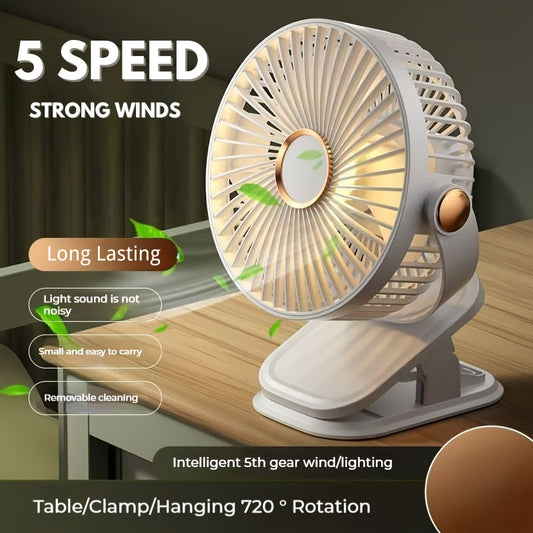 【READY STOCK】6-Inch Clip Fan & Mini Desktop Fan | USB Rechargeable Portable Personal Fan for Home/Office 夹式风扇 & 桌面小风扇