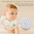 PURE COMFORT | 360° 旋转云感：绉布针织防水护颈围嘴 Baby Crepe & Knitted Bib · 360° Seamless Protection