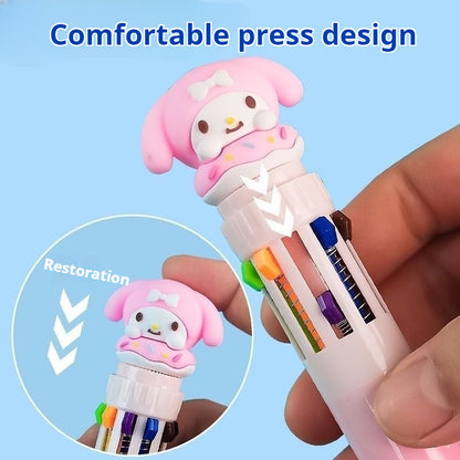 【READY STOCK】 Cute Cartoon Ballpoint Pen | Press Type Black & Blue Ink Gel Pen | Kawaii Stationery for Students 可爱卡通圆珠笔