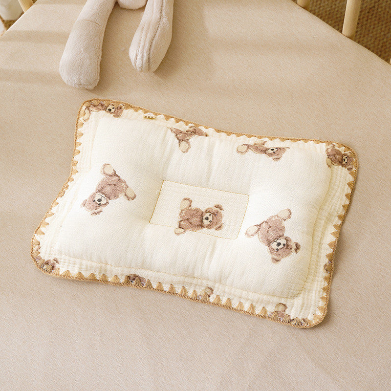100% Cotton Baby Sleeping Pillow 3-6 Months Soft Muslin and Breathable Baby Pillow 3D Pillow For Newborn Baby-2434