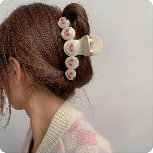 Pink Flower Hair Clip Bowknot Hairpin Ponytail Holder Cute Hairpin Hair Accessories-CSW58