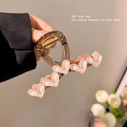 Vintage Jelly Love Scratch Clip | Large Heart-Shaped Crab Hair Claw | Fashionable  Headdress for Women - ZJ048 复古果冻爱心发夹