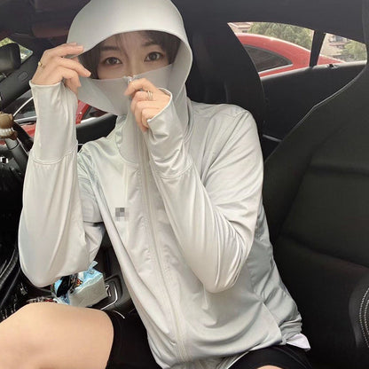 [READY STOCK] Anti-UV Ice Silk Sun Protection Shirt | Cooling Sunblock Hoodie | Long Sleeve Lightweight Jacket 防晒冰丝外套