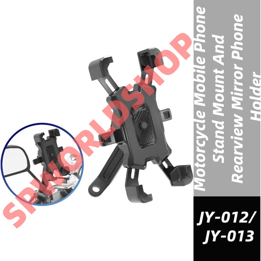 (READYSTOCK) Motorcycle Mobile Phone Stand Mount And  Mirror Phone Holder 360 Degree Rotation JY-012/JY-013 摩托车手机支架