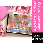 10pcs Cute Gradient Color Hair Clip, Girls' Simple Small Size Hair Clip Bag-CSW5120